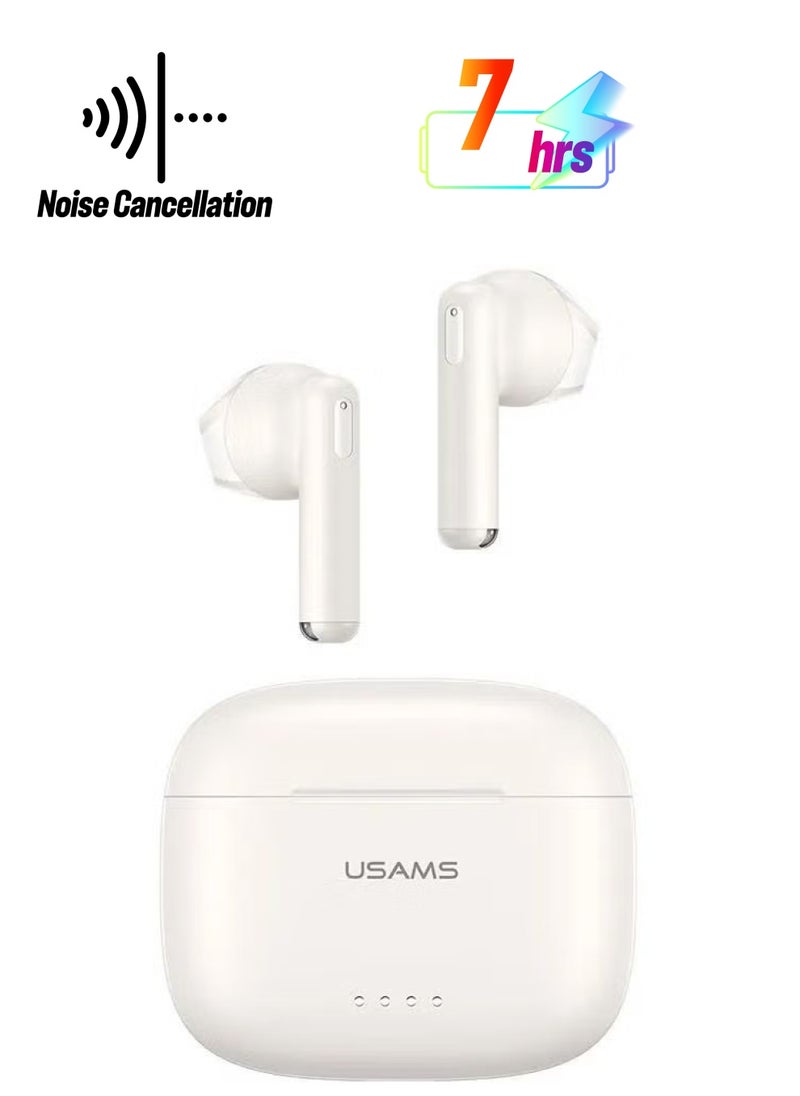 Usams TWS Wireless Bluetooth In-Ear Earbuds With Charging Case White  - Image 1