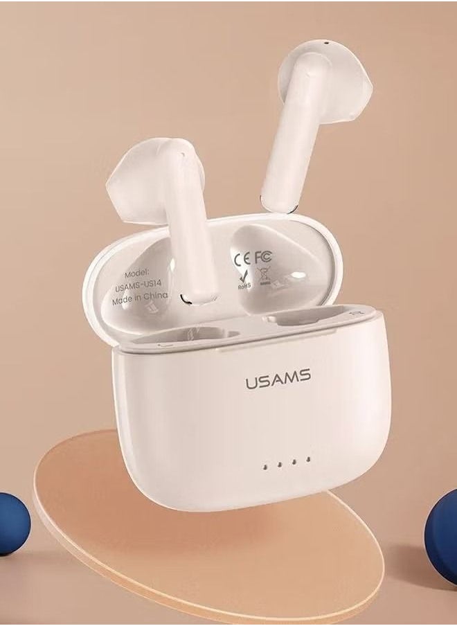 Usams TWS Wireless Bluetooth In-Ear Earbuds With Charging Case White  - Image 3