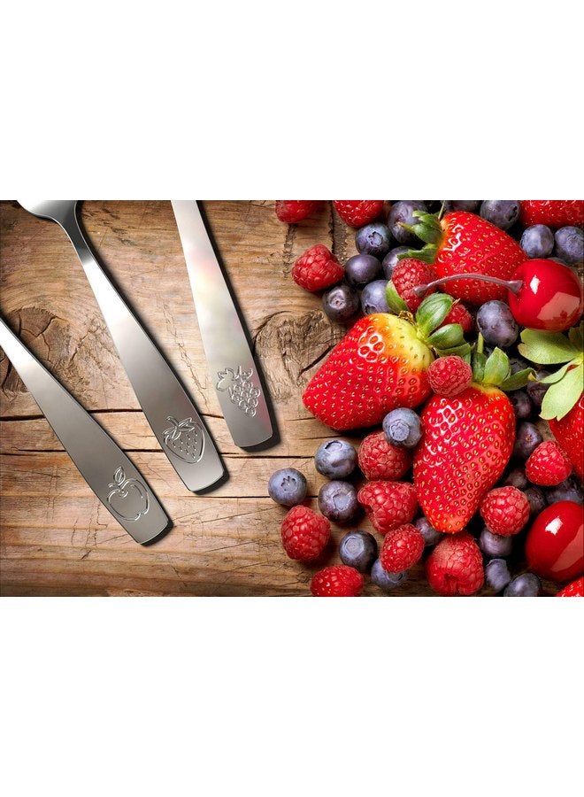 تشيل أوت لايف مجموعة أدوات مائدة للأطفال من الفولاذ المقاوم للصدأ مكونة من 12 قطعة - أدوات مائدة آمنة للأطفال والصغار - مجموعة أدوات مائدة للأطفال - مجموعة أدوات مائدة معدنية للأطفال تتضمن 4 ملاعق صغيرة للأطفال و4 شوك و4 سكاكين - Image 4