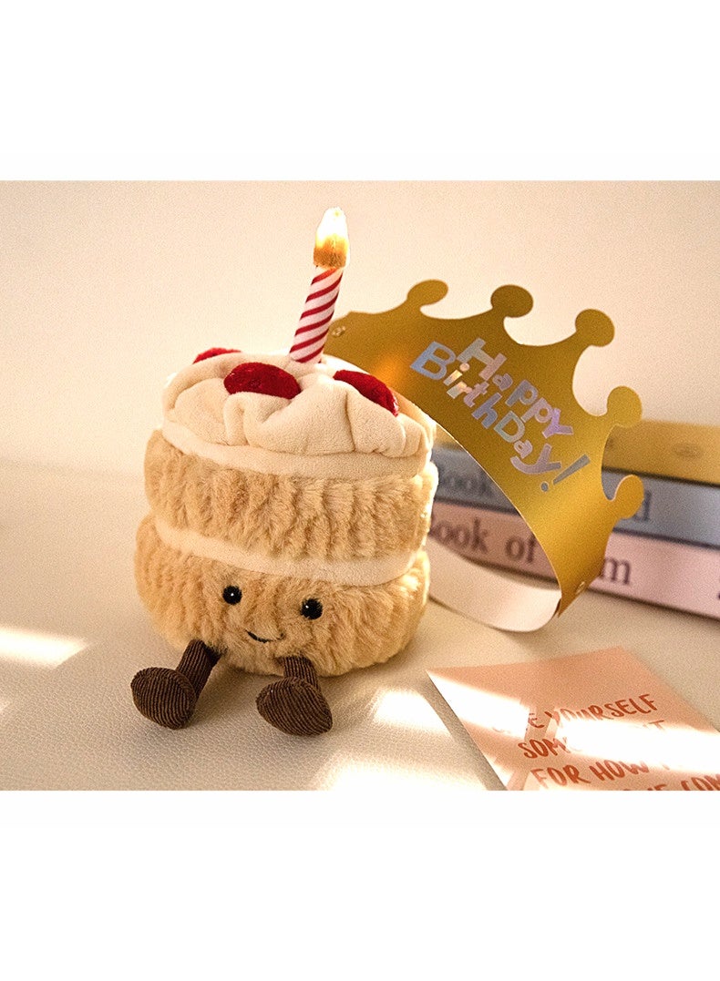 ألعاب أفخم مرجحة مع شموع مضاءة وأغاني أعياد ميلاد ، دمية كعكة عيد ميلاد مقاس 12 بوصة ، كعكة أفخم ابتسامة لطيفة ، لعبة أفخم طعام ناعم مضحك لهدايا عيد ميلاد الأطفال - Image 4