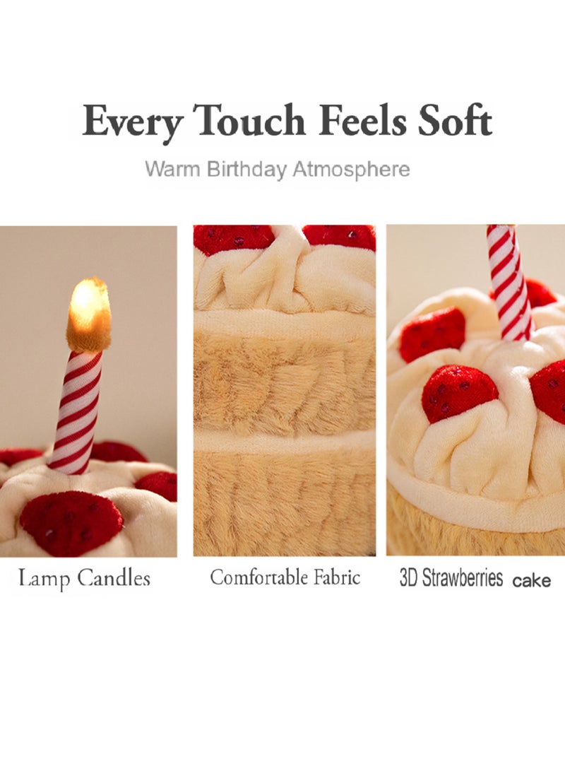 ألعاب أفخم مرجحة مع شموع مضاءة وأغاني أعياد ميلاد ، دمية كعكة عيد ميلاد مقاس 12 بوصة ، كعكة أفخم ابتسامة لطيفة ، لعبة أفخم طعام ناعم مضحك لهدايا عيد ميلاد الأطفال - Image 5