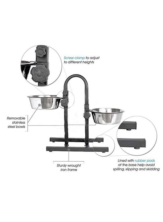 وعاء طعام للكلاب مع شكل حرف U قابل للتعديل - مجموعة وعاء مزدوج من الفولاذ المقاوم للصدأ بسعة 1200 مل، وعاء طعام مرتفع للكلاب (كبير) - Image 3