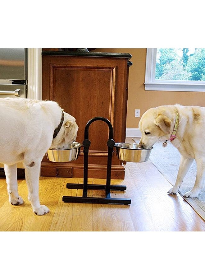 وعاء طعام للكلاب مع شكل حرف U قابل للتعديل - مجموعة وعاء مزدوج من الفولاذ المقاوم للصدأ بسعة 1200 مل، وعاء طعام مرتفع للكلاب (كبير) - Image 5