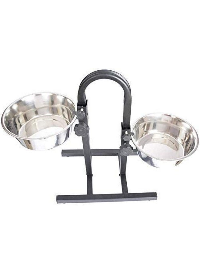 وعاء طعام للكلاب مع شكل حرف U قابل للتعديل - مجموعة وعاء مزدوج من الفولاذ المقاوم للصدأ بسعة 1200 مل، وعاء طعام مرتفع للكلاب (كبير) - Image 1