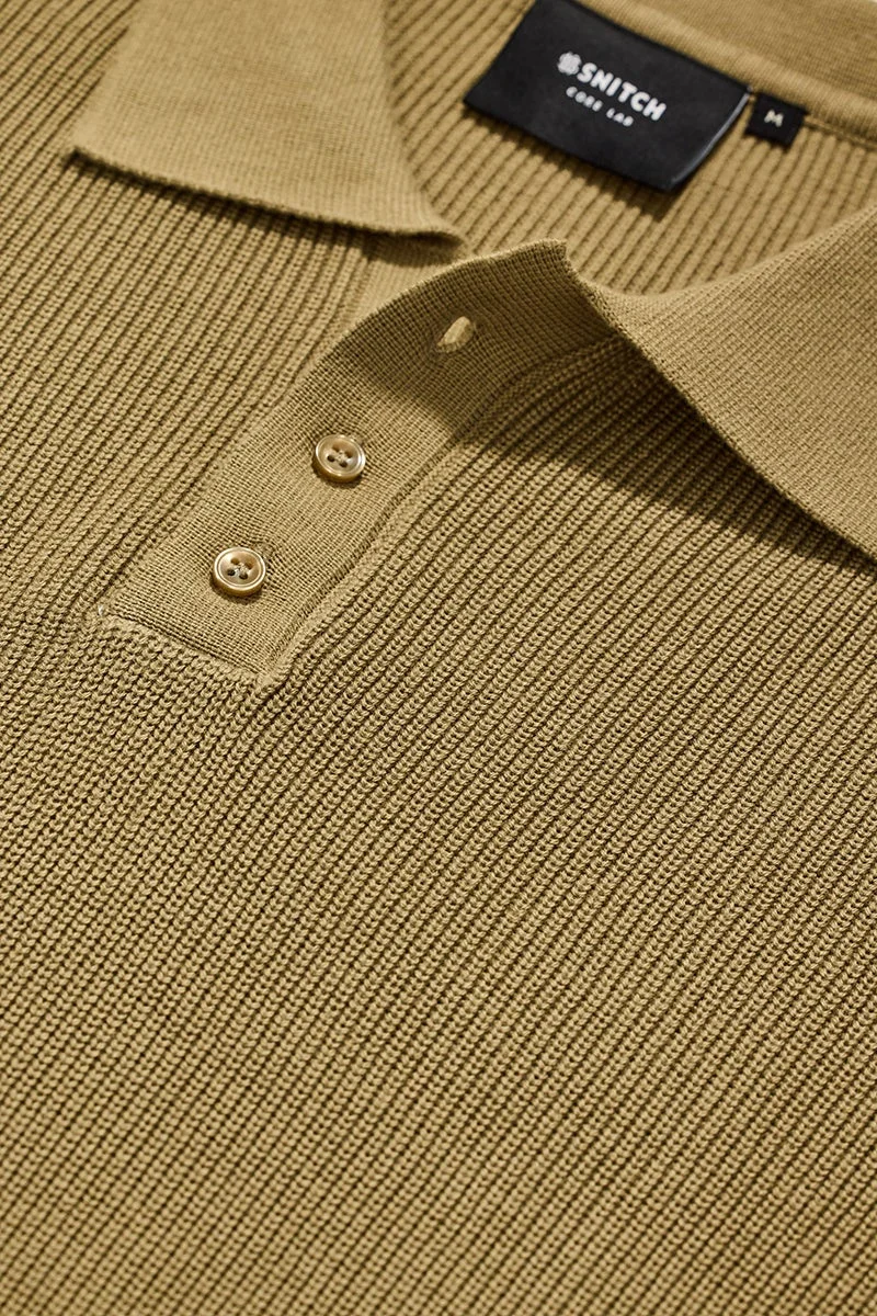 SNITCH Core Lab Olive Textured Polo T-Shirt
