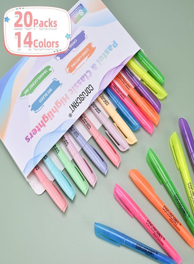 coruscant Assorted Colors Highlighters Set, 20 Pack, Chisel Tip Cute Bible Highlighters and Candy Color, No Bleed Dry Quickly, for Journal Bible Study, Good for thin paper School Office Supplies - Image 3