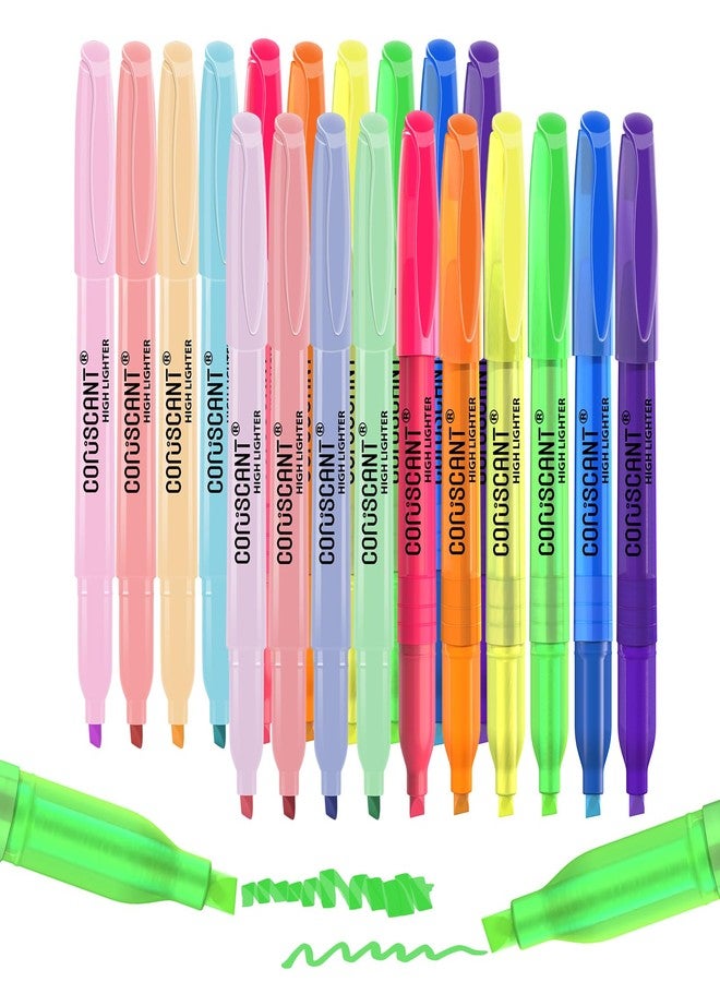 coruscant Assorted Colors Highlighters Set, 20 Pack, Chisel Tip Cute Bible Highlighters and Candy Color, No Bleed Dry Quickly, for Journal Bible Study, Good for thin paper School Office Supplies - Image 1