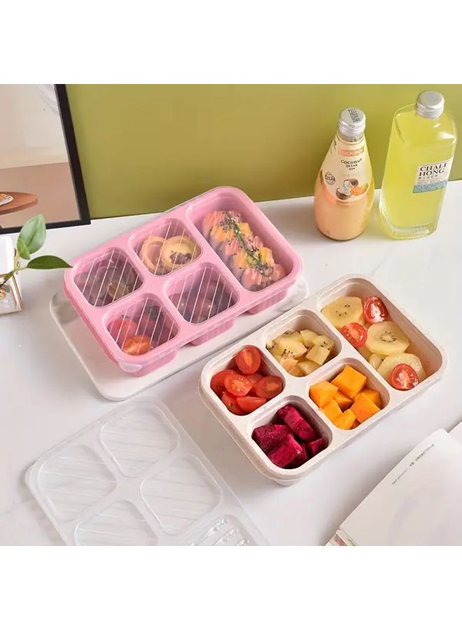 Green Wheat Straw Bento Box 5 Compartment Lunch Container Microwave Safe - Image 2