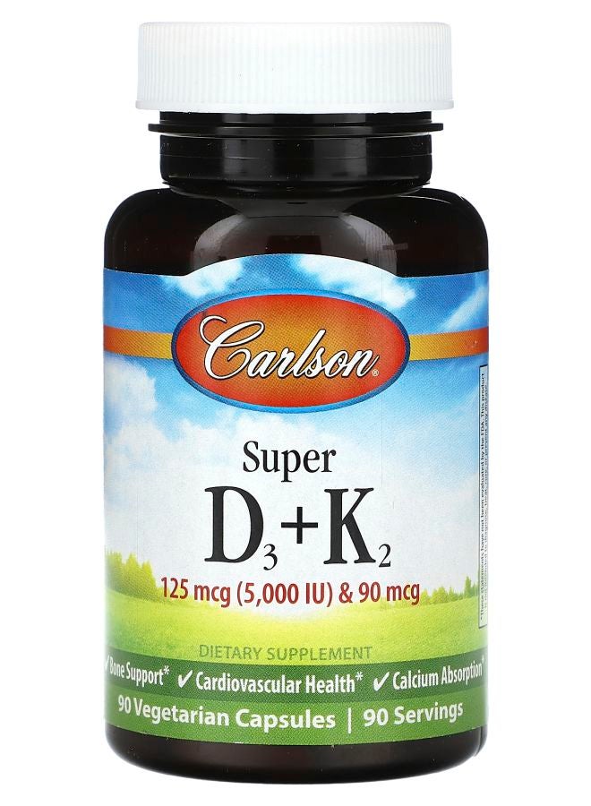 Carlson Super D3 + K2 90 Vegetarian Capsules