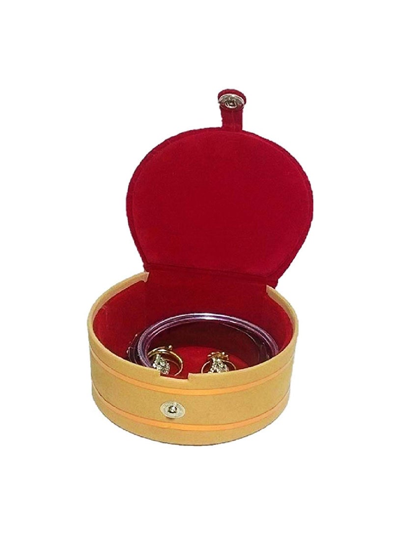 Kuber Industries Heart Home Wooden 2 Pieces Velvet Small Round Bangle Box (Maroon) - CTHH18343  - Image 2