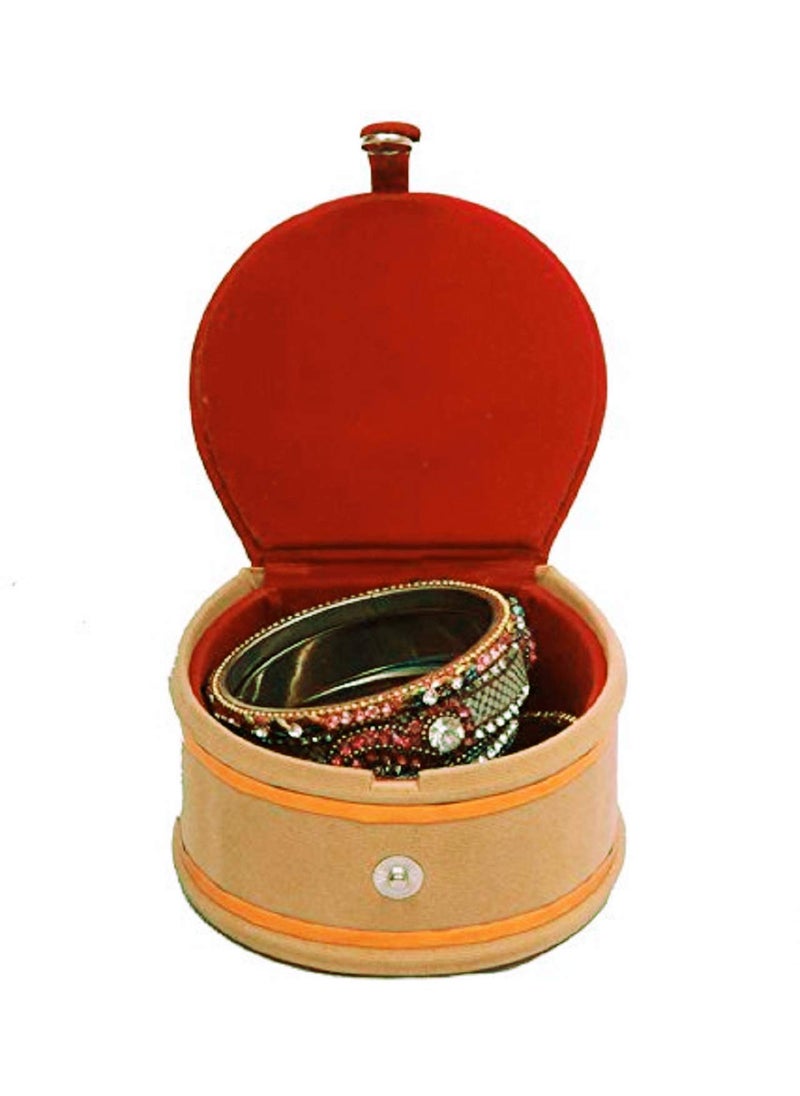 Kuber Industries Heart Home Wooden 2 Pieces Velvet Small Round Bangle Box (Maroon) - CTHH18343  - Image 4