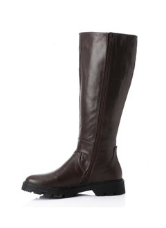 Mr.joe Mr Joe Round Toecap Zipper Knee High Boots For Women - brown 3024  - Image 3