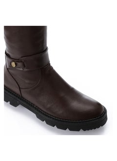 Mr.joe Mr Joe Round Toecap Zipper Knee High Boots For Women - brown 3024  - Image 5
