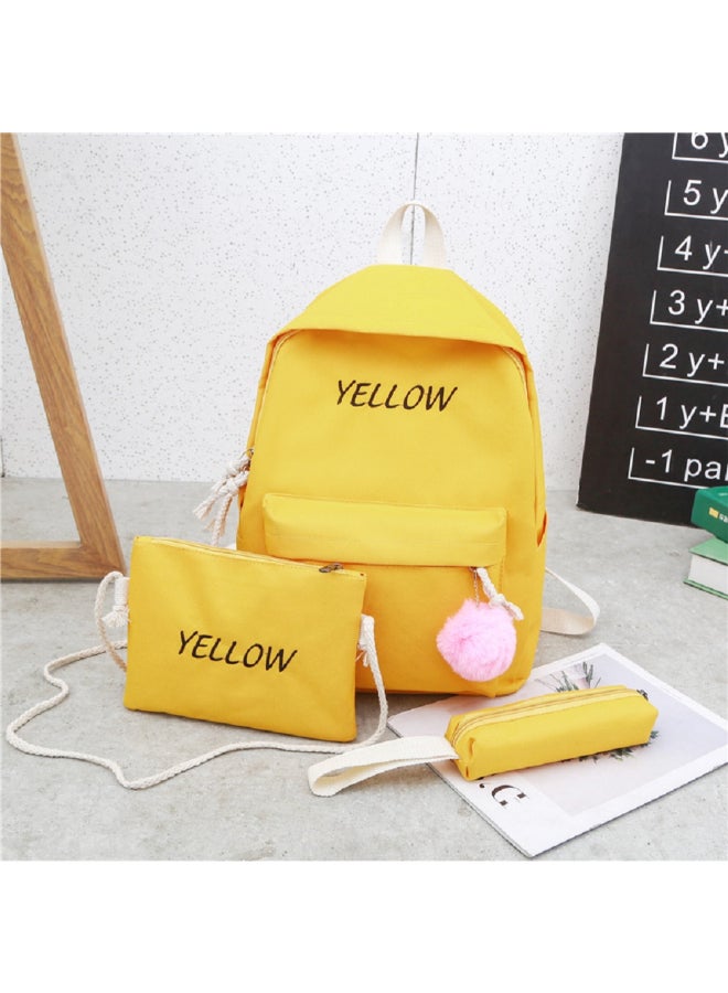 3-Piece Kids Oxford Front Pocket Backpack Set Yellow - Image 3