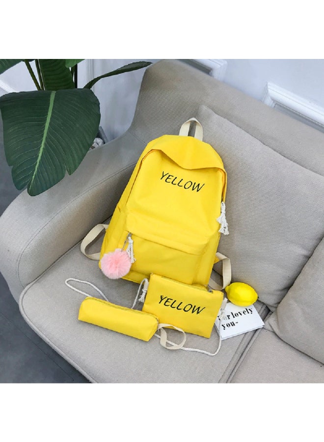 3-Piece Kids Oxford Front Pocket Backpack Set Yellow - Image 2