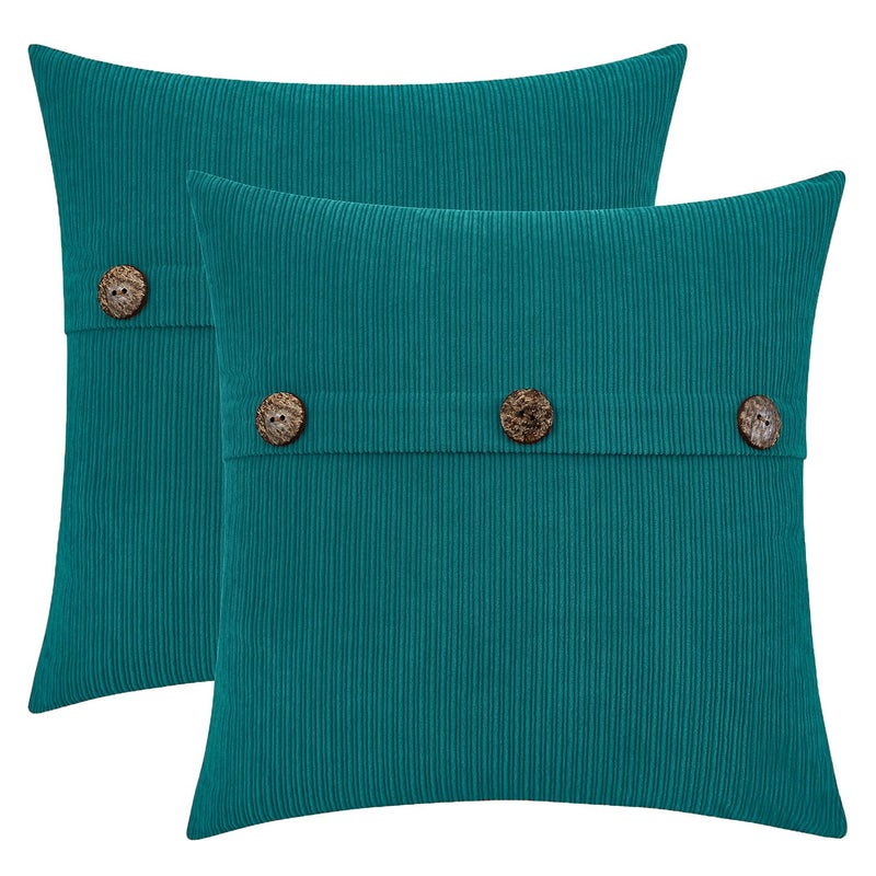 Hwy 50 Covative Throw Pillow Coverts مجموعة وسادة مع أزرار ثلاثية 22 × 22 بوصة تشنيل ناعمة مزرعة وسادة للأريكة أريكة سرير غرفة المعيشة حزمة من Teal 2 - Image 1