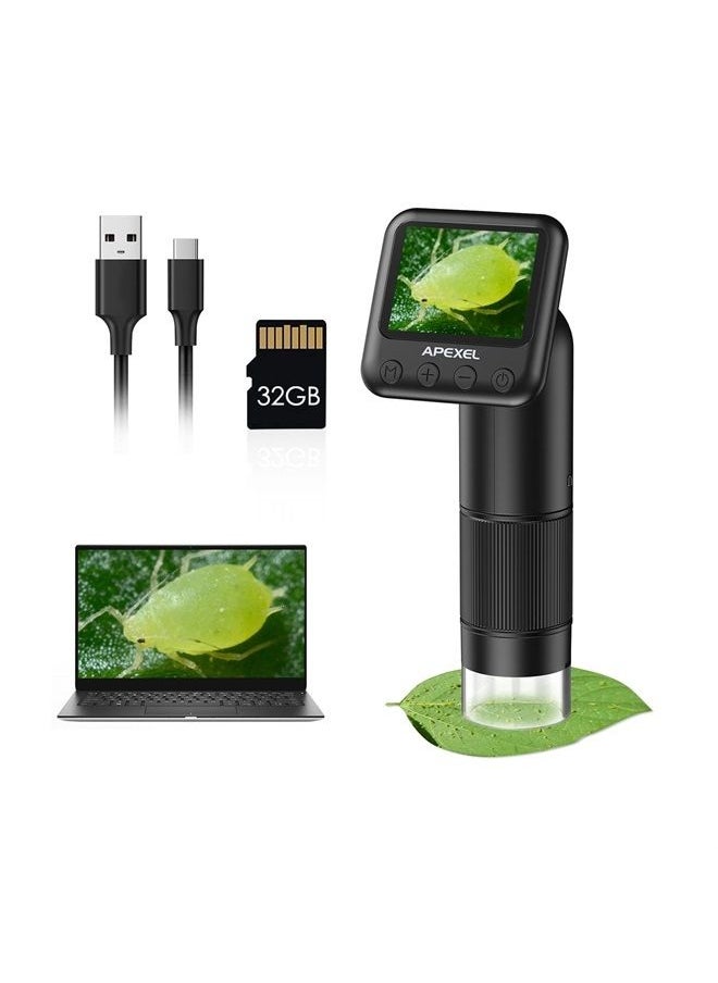 APEXEL Handheld Digital Microscope with 2” LCD Screen, 800X Pocket Portable Microscope for Kids with Adjustable Lights Coins Electronic Magnifier Camera, USB to PC Including SD Card  - Image 1