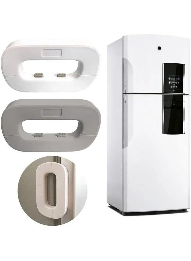 Child Safety Lock Universal Infant Door And Cabinet Lock Easy Install Baby Proof Security Latch For Refrigerator Cupboard Drawers Freezer And Furniture Durable Adhesive Child Safety Protection (Gray) - Image 2