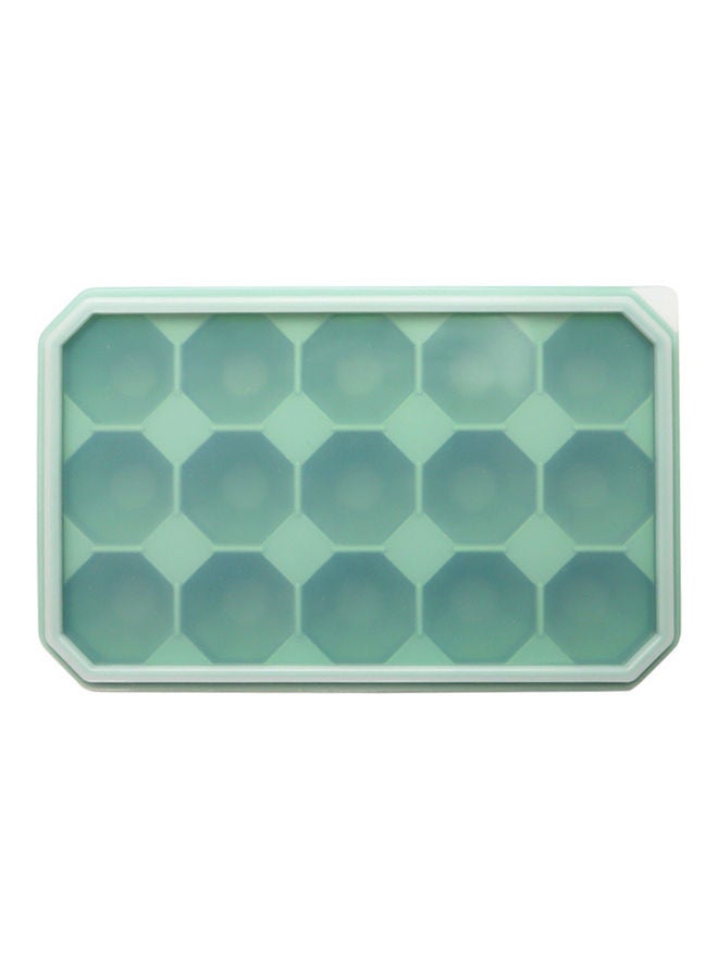 NIBEMINENT 15-Cavity Diamond Shape Silicone Ice Cube Tray Mold Removable Lid Green 21x13x4cm - Image 1