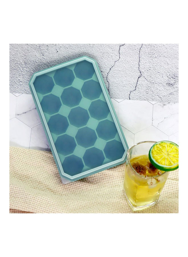 NIBEMINENT 15-Cavity Diamond Shape Silicone Ice Cube Tray Mold Removable Lid Green 21x13x4cm - Image 2