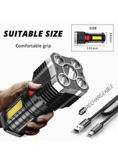 FPC Rechargeable High-Power LED Flashlight with Side Light – 3 Lighting Modes, Perfect for Camping, Outdoor Adventures Emergency Use  - Image 1