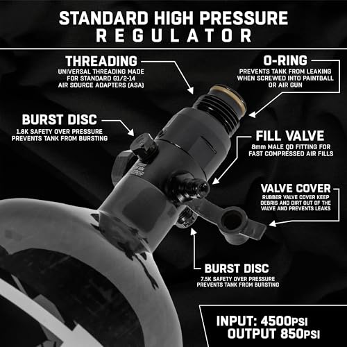HK Army Aerolite HPA Air System - 48ci/4500psi Lightweight Carbon Fiber Tank with 800psi Regulator for Paintball & Airsoft Gear - Smoke - Image 4