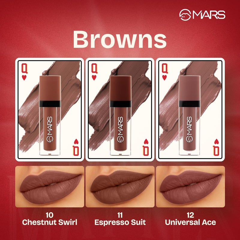 MARS Queen of Mattes Liquid Lipsticks Box Set of 3 135 ml BROWNS Smudgeproof Transferproof Intense Pigmentation LongLasting Wear Customizable Colors Matte Finish - Image 3