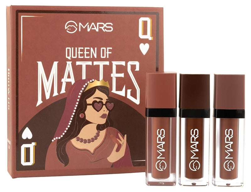 MARS Queen of Mattes Liquid Lipsticks Box Set of 3 135 ml BROWNS Smudgeproof Transferproof Intense Pigmentation LongLasting Wear Customizable Colors Matte Finish - Image 1