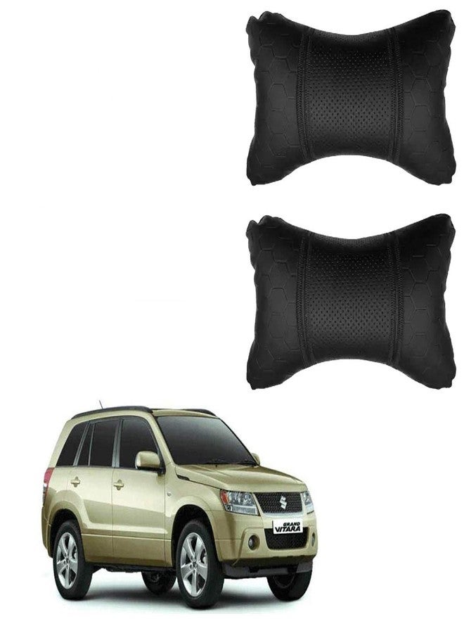 Adroitz Black Universal Neck Rest Pillow Faux Leather Material in Football Design for All Cars_295 - Image 1