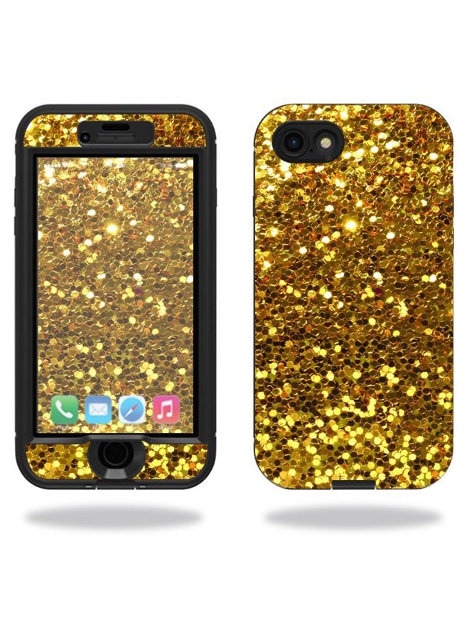 MIGHTY SKINS MightySkins Skin Compatible with Lifeproof Nuud iPhone SE (2020) / 7/8 Sticker wrap Cover Sticker Skins Gold Glitter - Image 1