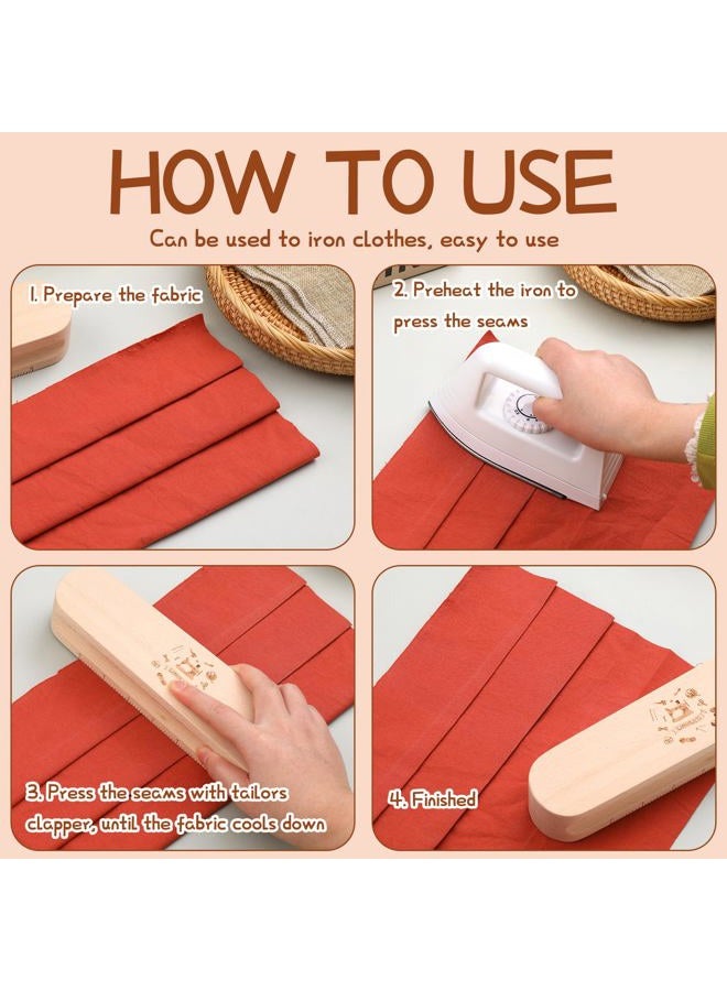 Fteven Tailors Clapper Wooden Clapper for Quilting, Professional Hardwood Tailors Clapper for Quilting and Ironing, Multipurpose Quilting Supplies Quilting Tools for Wrinkle Sewing, Fabric Folds - Image 4