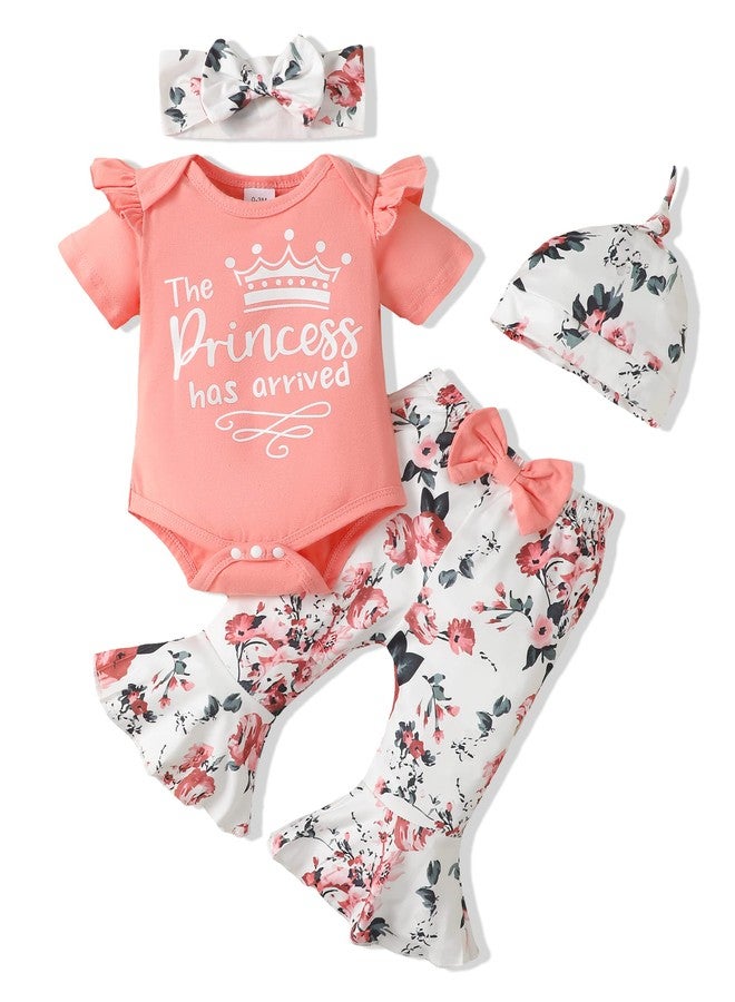 SODLON Baby Girl Clothes 0 3 Months Summer Newborn Girl Clothes Infant Outfits Ruffle Romper Floral Bell Bottoms Pants Gifts Stuff Cute Baby Clothes for Girls Pink - Image 1
