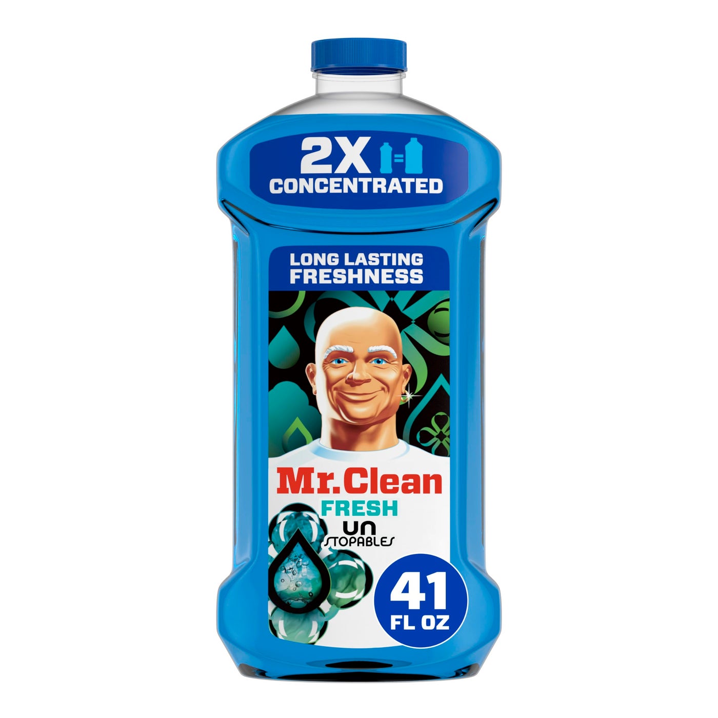 Mr Clean Mr. Clean All Purpose Cleaner, Floor Cleaner for Mopping Home, Bathroom, & Kitchen, Cleaning Liquid for Mop & Bucket, Cleaning Supplies, Multi-Surface Dilutable, Unstopables, 41oz