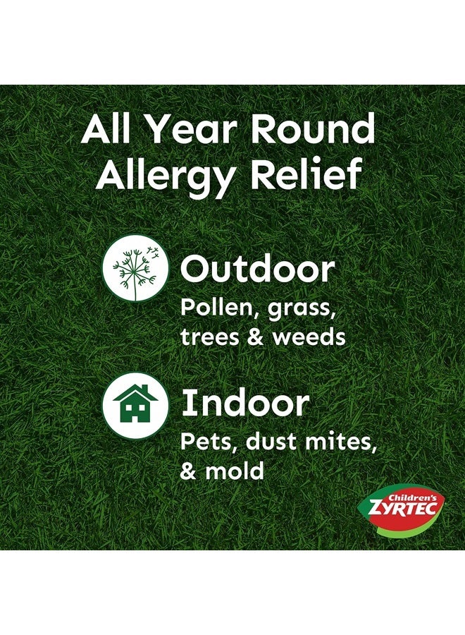 ZYRTEC أقراص مضغ خالية من الصبغات للأطفال لمدة 24 ساعة، 10 ملغ سيتيريزين هيدروكلوريد مضاد الهيستامين، دواء حساسية للأطفال يخفف من العطس، الأنف والحلق الحاكين، عنب، 24 حبة - Image 3