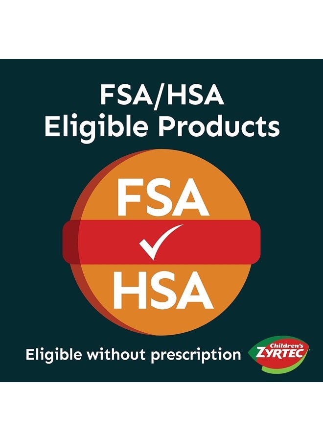 ZYRTEC أقراص مضغ خالية من الصبغات للأطفال لمدة 24 ساعة، 10 ملغ سيتيريزين هيدروكلوريد مضاد الهيستامين، دواء حساسية للأطفال يخفف من العطس، الأنف والحلق الحاكين، عنب، 24 حبة - Image 4
