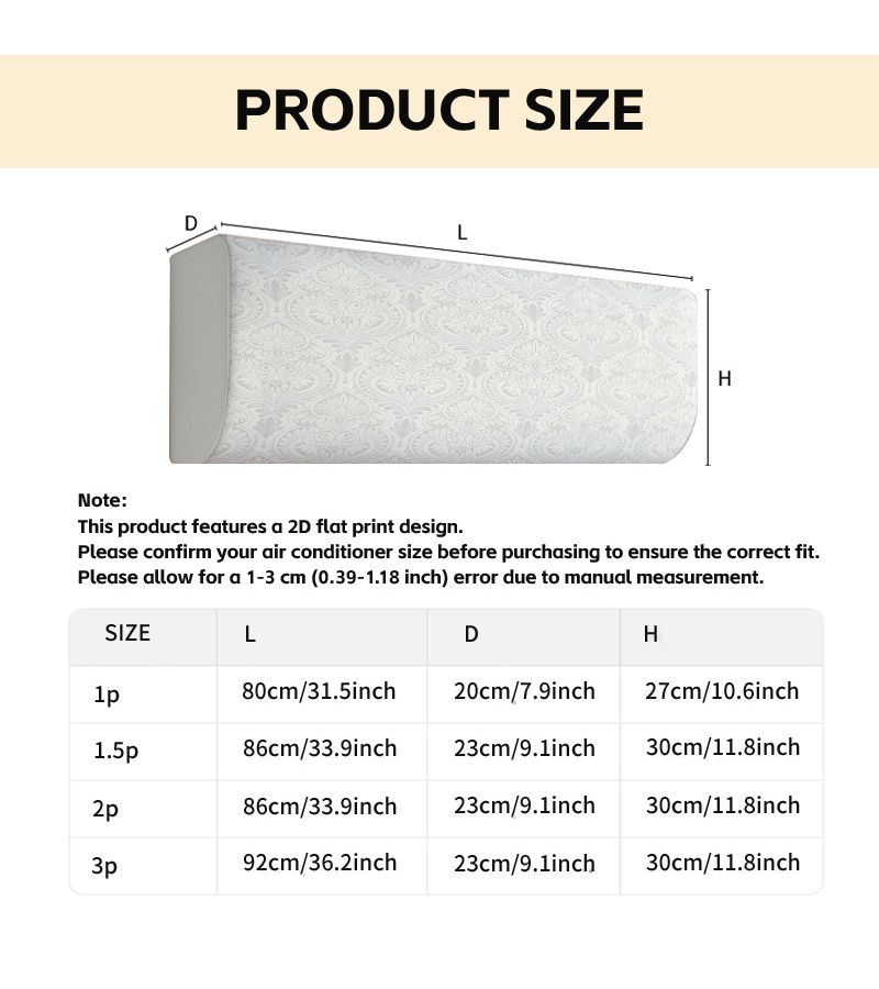 1pc 36x12x9in 2D Flat Air Conditioner Accessory Decorative Cover Beautiful Geometric Floral Pattern Household Wall Mounted AC Dust Cover Full Coverage Decor Classic Design - Image 4