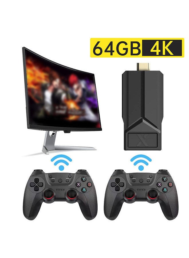 Generic - Retro Game Console TV 4K HD Output Plug and Play Games Console Stick Built in 10000+ Games Video Gaming Consoles Preinstalled 2 Wireless Controllers 64GB - Image 1