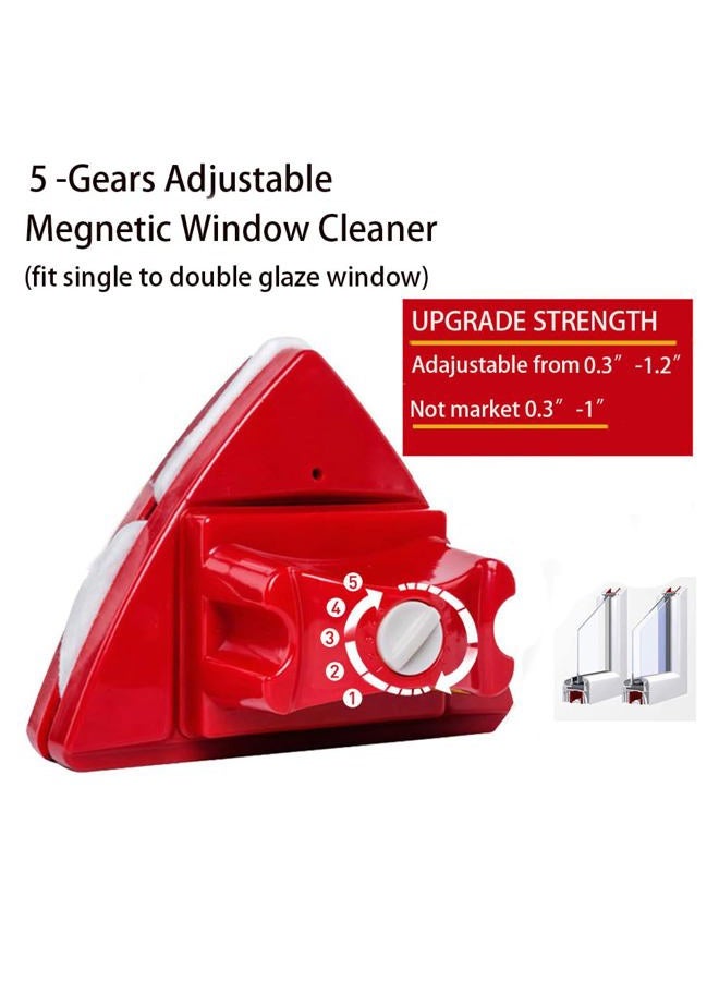 Fcare Outside Magnetic Window Cleaner, Double-Sided Window Brush Glass Wiper Cleaning Tools, Adjustable for high Rise Window Cleaning Windows Thickness 0.3"-1.2" (red) - Image 3