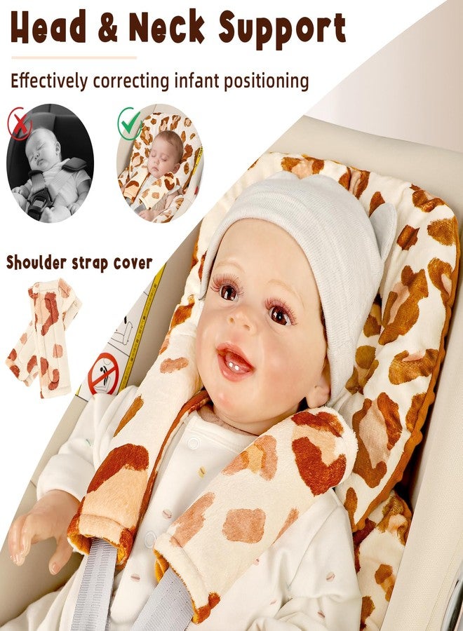 GFU Infant Car Seat Insert Head and Body Support, GFU Reversible Newborn Insert for Carseat With Strap Pads, Soft Stroller Cushion Pillow Insert for Boys and Girls, Fits for Stroller, Swing, Leopard Print - Image 2
