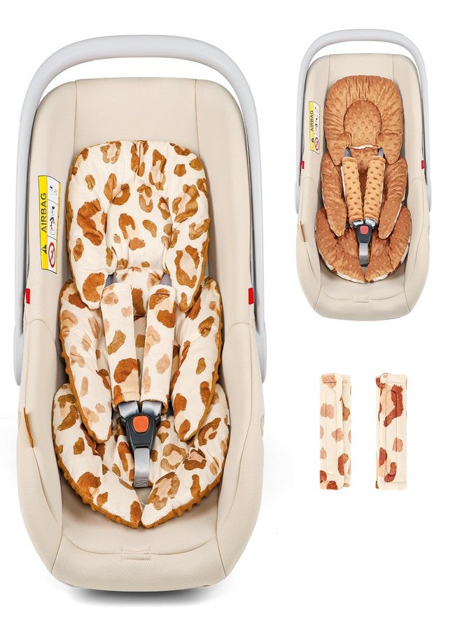 GFU Infant Car Seat Insert Head and Body Support, GFU Reversible Newborn Insert for Carseat With Strap Pads, Soft Stroller Cushion Pillow Insert for Boys and Girls, Fits for Stroller, Swing, Leopard Print - Image 1