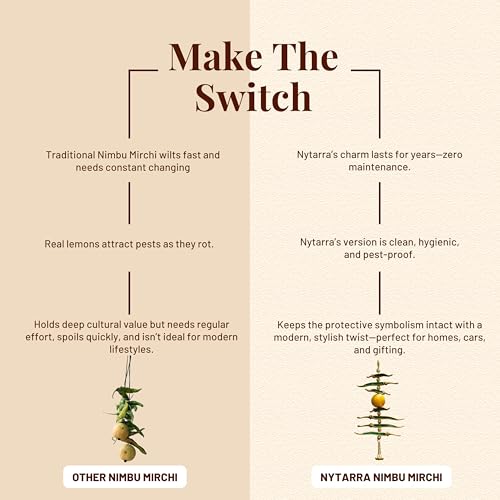 Nytarra Nimbu Mirchi Goodluck Charm, Wall Hanging for Positivity & Protection | Traditional Decor for Home, Office | Unique Housewarming Gift | Traditional Vastu Decor for Home - Image 4