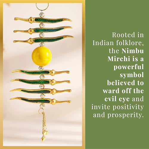 Nytarra Nimbu Mirchi Goodluck Charm, Wall Hanging for Positivity & Protection | Traditional Decor for Home, Office | Unique Housewarming Gift | Traditional Vastu Decor for Home - Image 2