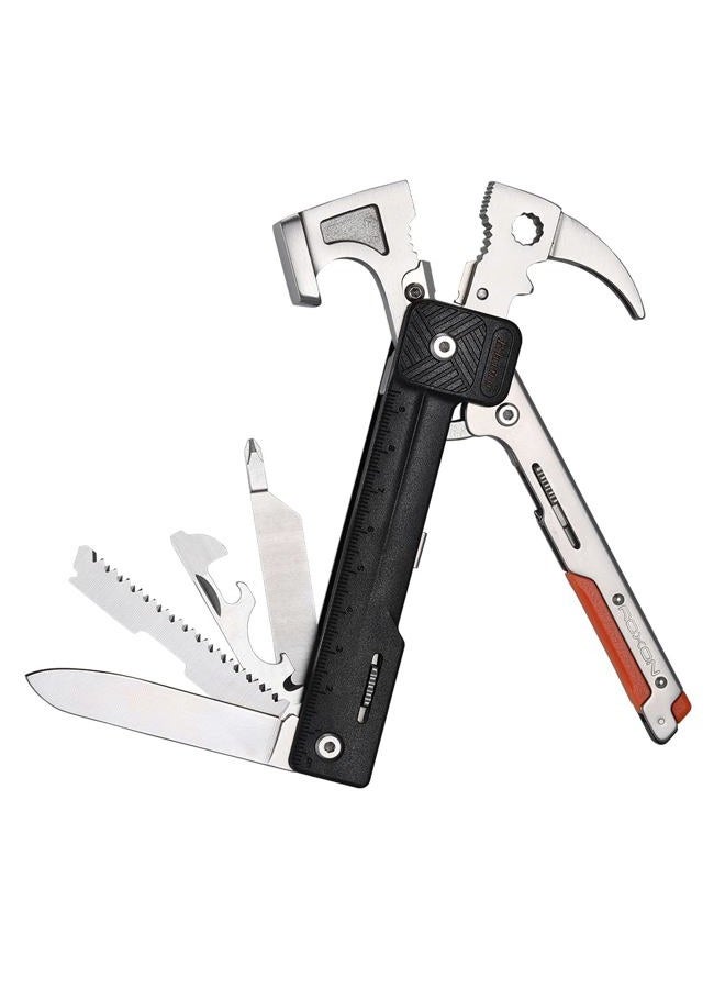 ROXON 17 in One Tools Hammer Multitool with flint stone, replaceable cutter, Best Camping Accessories with plier, knife, bottle opener, saw, ruler for men - Image 1