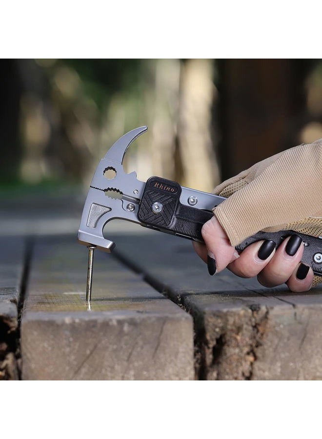 ROXON 17 in One Tools Hammer Multitool with flint stone, replaceable cutter, Best Camping Accessories with plier, knife, bottle opener, saw, ruler for men - Image 5
