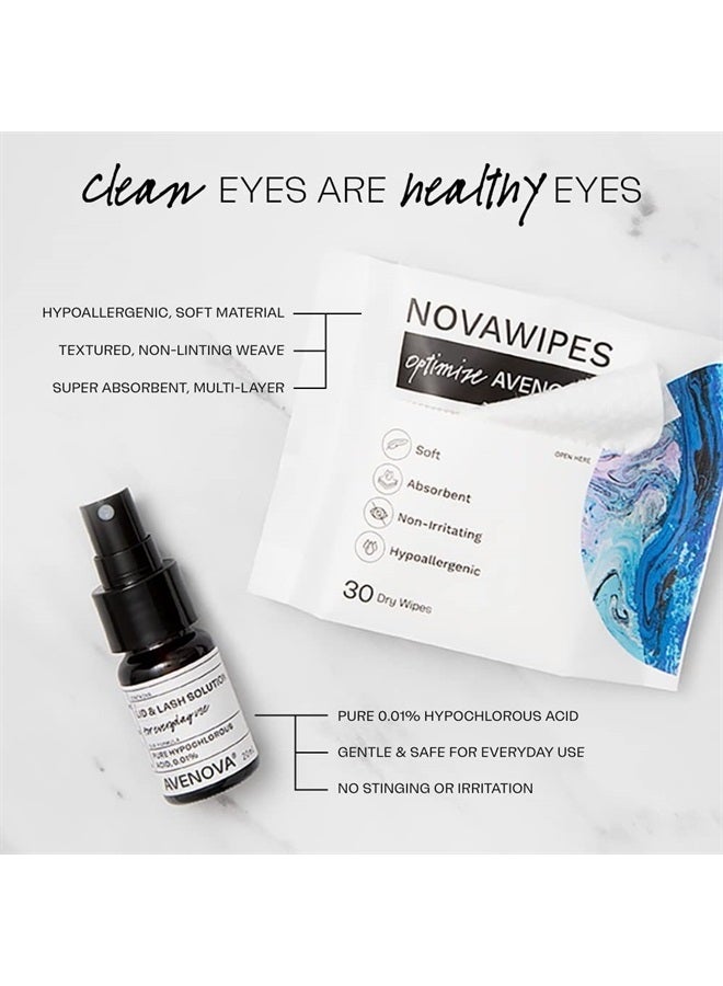 Avenova Eyelid and Eyelash Cleanser Spray with 30 Dry Wipes - Gentle Everyday Hypochlorous Acid Lid and Lash Cleansing Spray for Clearer and Healthier Eyes, 20mL - Image 4