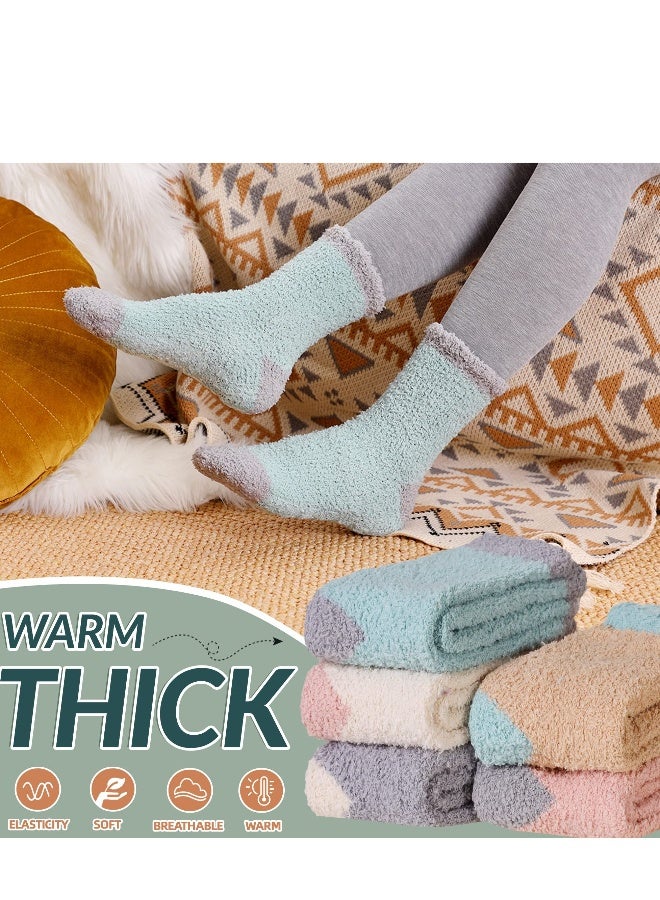 5 Pairs Fuzzy Socks For Women Fluffy Slipper Cozy Winter Soft Comfy Plush Thermal Casual Warm Cabin Socks - Image 2