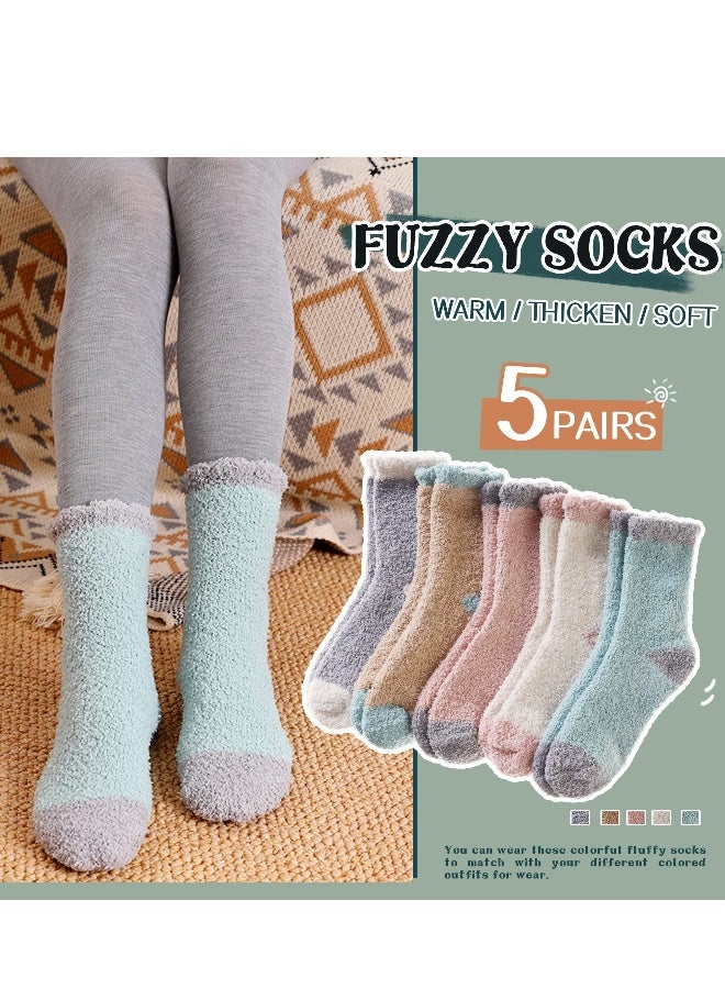 5 Pairs Fuzzy Socks For Women Fluffy Slipper Cozy Winter Soft Comfy Plush Thermal Casual Warm Cabin Socks - Image 3