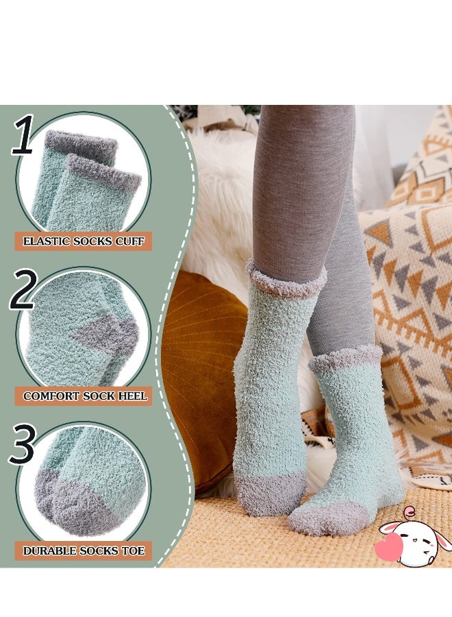 5 Pairs Fuzzy Socks For Women Fluffy Slipper Cozy Winter Soft Comfy Plush Thermal Casual Warm Cabin Socks - Image 5