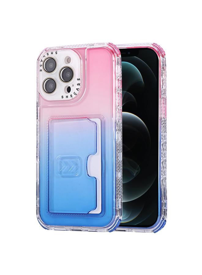 زبون جراب لهاتف iPhone 12 Pro Max بلون متدرج مصنوع من مادة TPU + PC مع فتحة بطاقة وغطاء كامل للهاتف - Image 1