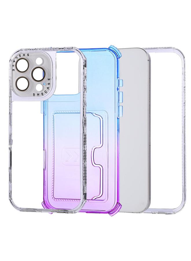 زبون جراب لهاتف iPhone 12 Pro Max بلون متدرج مصنوع من مادة TPU + PC مع فتحة بطاقة وغطاء كامل للهاتف - Image 3